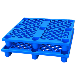 塑料托盘网格川字四面进叉托盘板蓝色九脚塑料垫板仓储物流防潮板