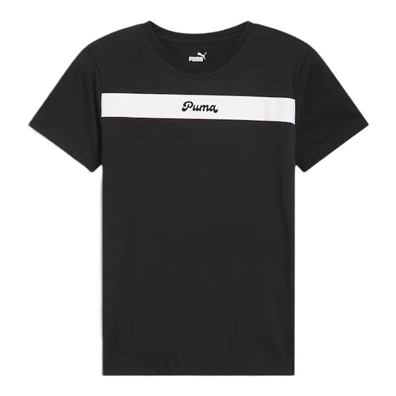 Puma/彪马女T恤圆领短袖纯棉修身图案舒适透气休闲百搭夏季正品