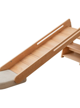 玩梦超人 实木滑滑梯室内小型家用儿童宝宝书架置物架迷你滑梯