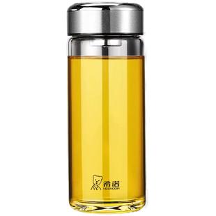 希诺单层玻璃杯官方正品加厚防烫办公室泡茶杯车载水杯定制杯子