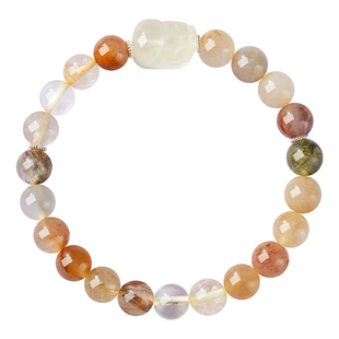 普陀山水晶多宝手串女款天然黄发晶貔貅水晶手链送生日礼物