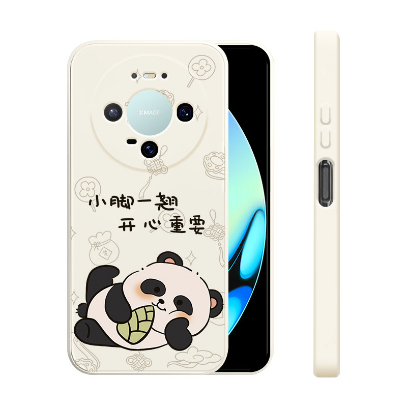 适用华为Mate90pro手机壳新款Mate90液态硅胶软壳Mate90ProMax典藏版镜头全包防摔保护套男女生卡通翘脚熊猫