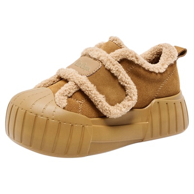 Lee Cooper厚底棉鞋女休闲板鞋2025冬新款时尚增高加绒保暖毛毛鞋