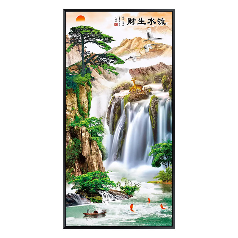 现代简约十字绣玄关竖版新款2021
