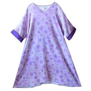 【渔舟唱晚】浪漫烟紫色印花连衣裙宽松不规则裙轻薄裤女2025春季