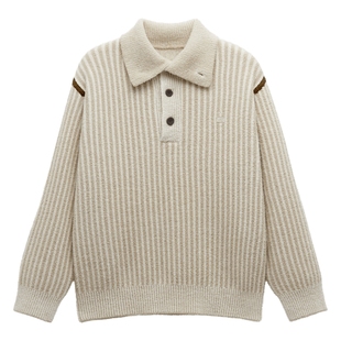 蕉内热皮302++男士中空纱半边绒翻领毛衣加绒家居服保暖上衣冬季