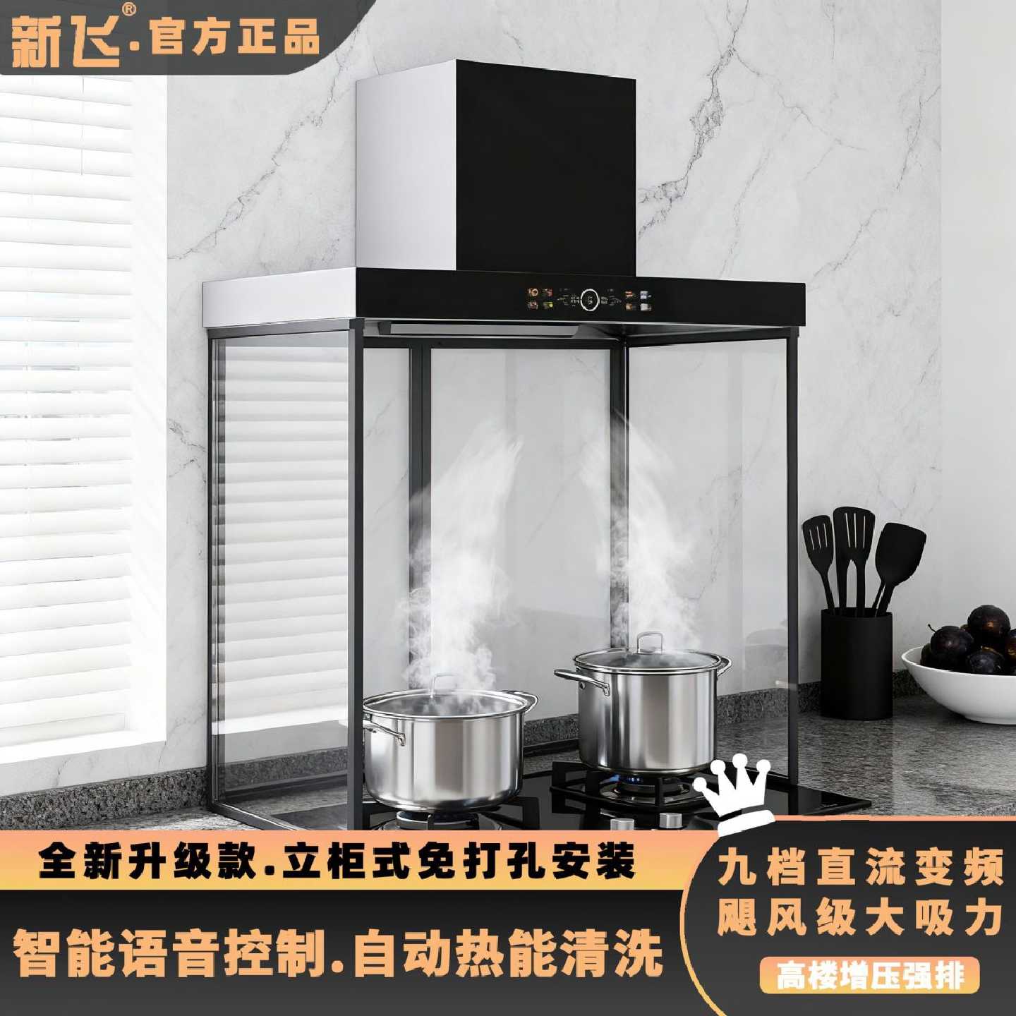 新飞阳台式窗户立柜式抽油烟机家用厨房不挂墙免打孔大吸力烟机