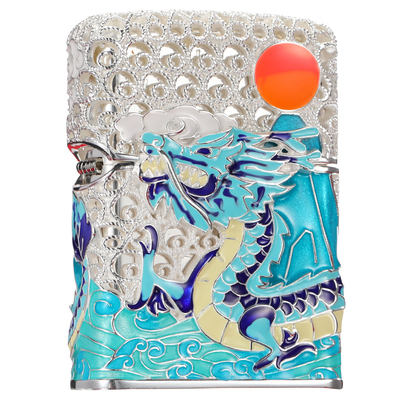 zippo打火机纯银重盔甲瑞龙纳福