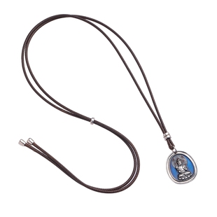 大善堂足银立体雕刻本命佛项链珐琅彩生肖守护吊坠可调节蜡皮绳女