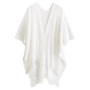 新中式白色提花花瓣领旗袍高端大气上档次披肩连衣裙保暖空调护肩