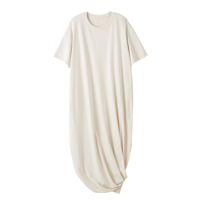 ZzZHANG时尚简洁圆领堆褶连衣裙