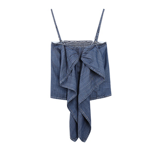 FF BLUE 普罗塞克 100天丝抹胸上衣休闲薄款牛仔长裤复古港风套装