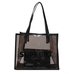 防水大容量托特包包女2025新款夏天PVC透明果冻包手提袋单肩大包