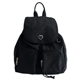 韩国mazzzzy爱心刺绣时尚双肩包小巧轻便通勤旅游户外电脑包书包