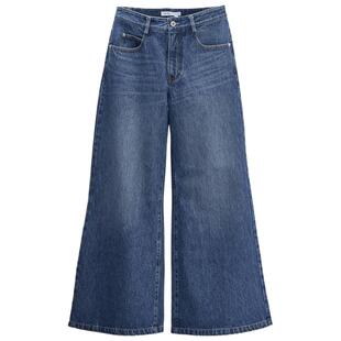 【新品】素然 WHM 25冬女士复古时髦水洗斜纹牛仔宽松喇叭裤