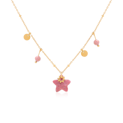 小众高级感红纹石五角星吊坠项链