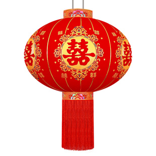 2025新满天星大红灯笼绒布防水元旦新年春节阳台大门家用结婚挂饰