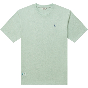 Hazzys哈吉斯夏季T恤男圆领休闲短袖体恤浅蓝色宽松运动上衣潮