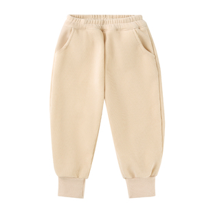 欧孕儿童裤子宝宝加绒卫裤秋冬女童加厚休闲外穿裤男童束脚运动裤