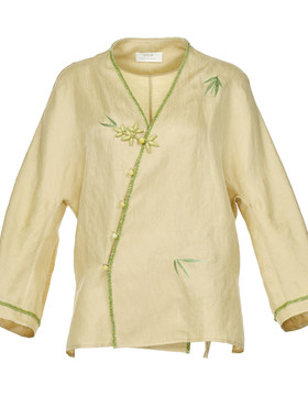 汉服桑蚕丝提花茶服盘扣刺绣上衣