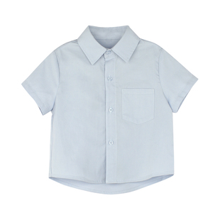 大耳象女童纯色翻领衬衫/纯色学院风短裤2026夏季新款薄休闲套装