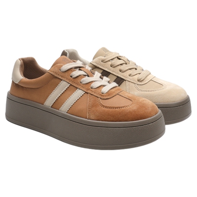 月芽儿休闲板鞋女德训鞋厚底2025秋季新款爆款运动轻便软底女鞋子