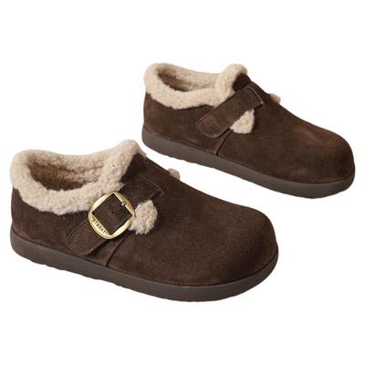 星期六保暖勃肯鞋女鞋秋冬新款加厚棉鞋平底防滑毛毛鞋女士雪地靴