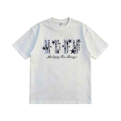 鹿山野 严选重磅短袖T恤男女美式高街vibe刺绣夏季宽松字母纯棉潮