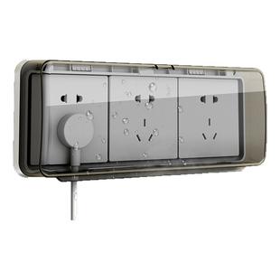 86型三位开关插座防溅盒加高四联插座防水罩免打孔卫生间保护罩盖