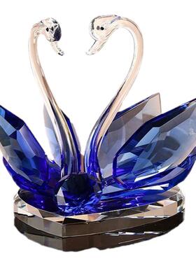 结婚礼物高档创意水晶天鹅一对