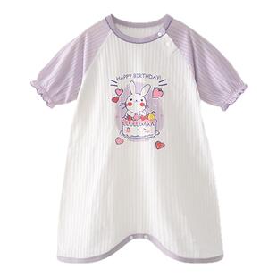 宝宝睡袋春夏款天竹棉睡衣幼儿童家居服睡裙护肚宝宝睡袍四季通用
