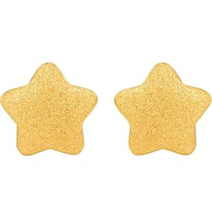 明牌珠宝黄金耳钉 足金星星心悦耳钉时尚耳饰送女友礼物AFH0059