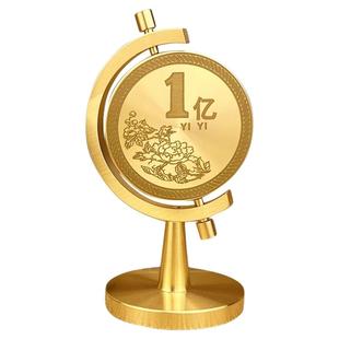 纯黄铜一个亿硬币转转摆件小目标时来运转解压旋转办公桌面摆件