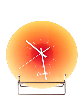 复古日落黑胶唱片时钟桌面摆件