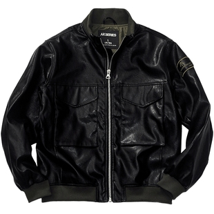 AK男装秋季新款复古G8飞行员PU皮夹克男士工装外套机车皮衣潮
