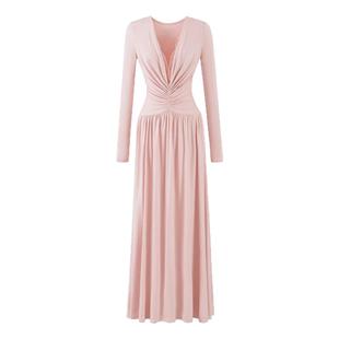 怪力酱 法式V领蕾丝性感长袖连衣裙女春秋季高级感气质收腰长裙子