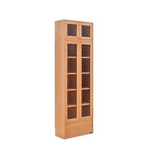 全友家居原木风开放式模块化组合书柜带玻璃门客厅书房转角书橱