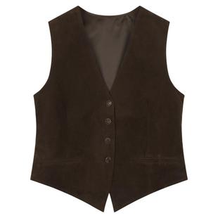 弥古美拉德鹿皮绒马甲背心女2025秋冬叠穿短款无袖上衣小个子马夹