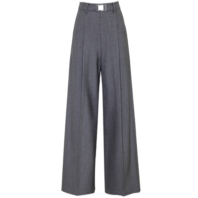 夏莫卡格雷系灰色遮胯显瘦阔腿裤