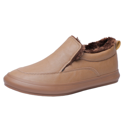 冬季休闲皮鞋男防水保暖加绒棉鞋