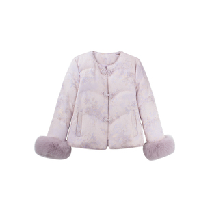 豆豆【天丝国风羽绒服】紫色韵味中式时尚复古年服外套女-25DW275