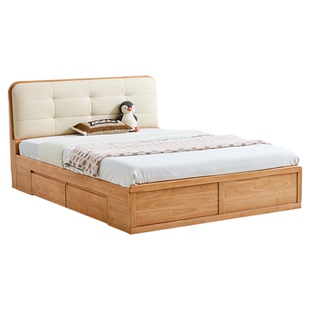 林氏实木男孩儿童床软包储物床女孩单人床卧室小户型榻榻米木业