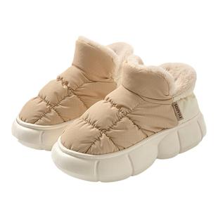 厚底雪地靴女款2025新款秋冬季外穿防水包跟保暖防滑家居棉拖鞋女