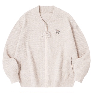 PSO Brand男装女装可爱斑点小狗V领毛衣开衫外套休闲宽松针织衫