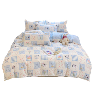 纯棉四件套100全棉被罩儿童卡通被套床上用品床笠宿舍床单三件套