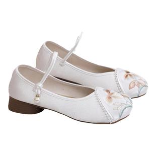 古风汉服鞋子浅口软底绣花鞋增高新款老北京布鞋女配马面裙旗袍鞋