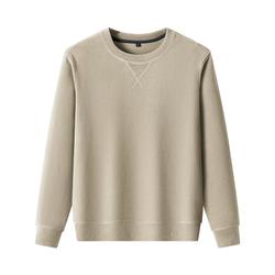 鸭鸭绵羊毛奥粒绒圆领卫衣2025年秋季新款男士简约百搭套头上衣Y