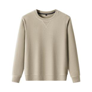 鸭鸭绵羊毛奥粒绒圆领卫衣2025年秋季新款男士简约百搭套头上衣Y