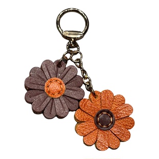 「小雏菊」手工皮质花朵钥匙扣 森系软萌包挂  包宠挂饰小礼物