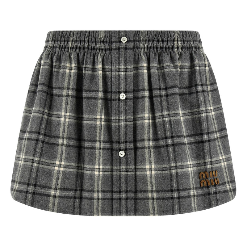 MIU MIU 缪缪灰色棉质条纹半身裙  2026早春新款 意大利代购 正品